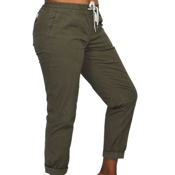 Vuori Vintage Ripstop Pants Green Cuffed Ankle Crop Cotton Drawstring Pull On XS - Picture 14 of 16